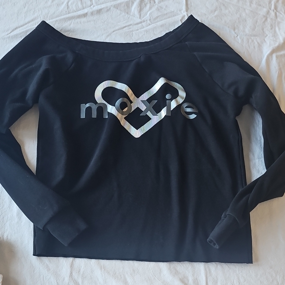 Moxie Black Off-Shoulder Sweatshirt